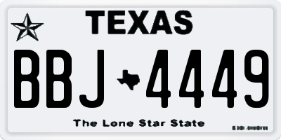 TX license plate BBJ4449
