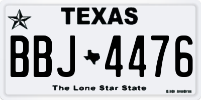 TX license plate BBJ4476
