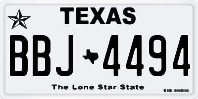 TX license plate BBJ4494