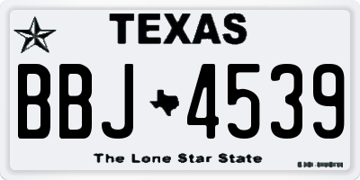 TX license plate BBJ4539