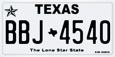 TX license plate BBJ4540