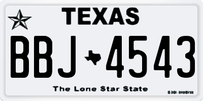 TX license plate BBJ4543