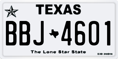 TX license plate BBJ4601
