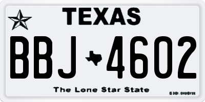 TX license plate BBJ4602