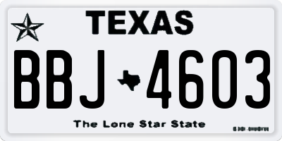 TX license plate BBJ4603