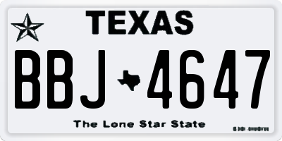 TX license plate BBJ4647