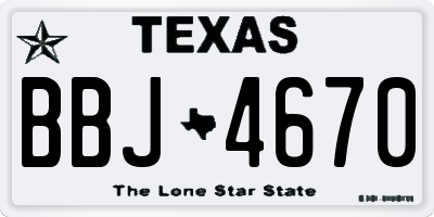 TX license plate BBJ4670