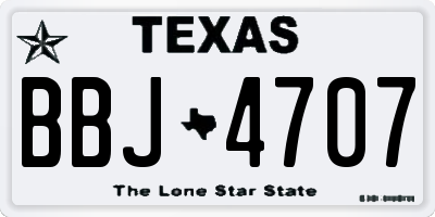 TX license plate BBJ4707