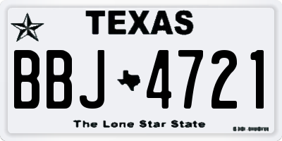 TX license plate BBJ4721
