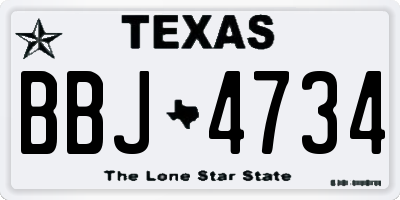TX license plate BBJ4734