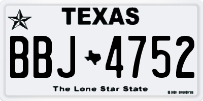 TX license plate BBJ4752