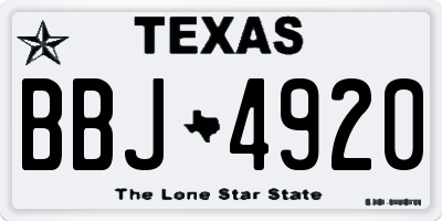 TX license plate BBJ4920