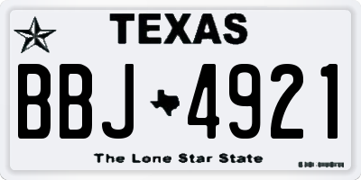 TX license plate BBJ4921
