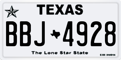 TX license plate BBJ4928