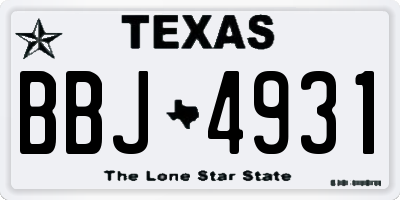 TX license plate BBJ4931
