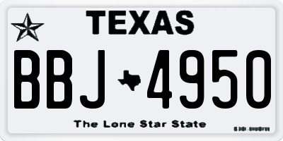 TX license plate BBJ4950