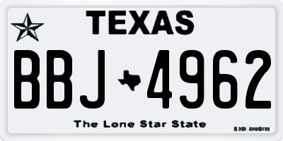 TX license plate BBJ4962