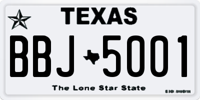 TX license plate BBJ5001