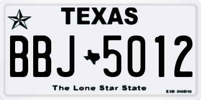 TX license plate BBJ5012