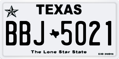 TX license plate BBJ5021