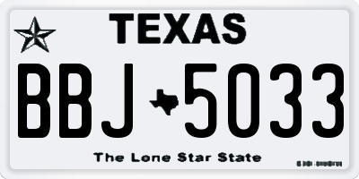 TX license plate BBJ5033