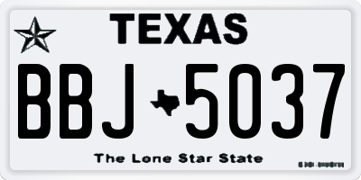 TX license plate BBJ5037