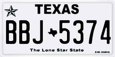 TX license plate BBJ5374