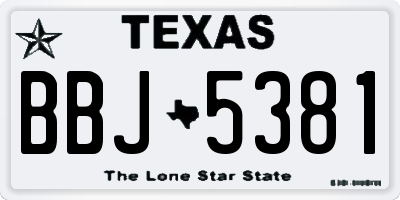 TX license plate BBJ5381