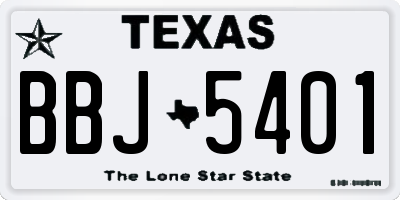 TX license plate BBJ5401