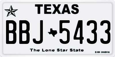 TX license plate BBJ5433