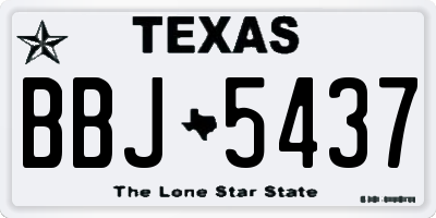 TX license plate BBJ5437