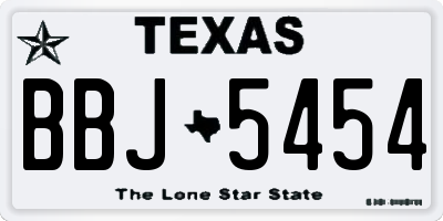 TX license plate BBJ5454