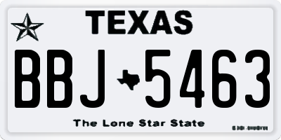 TX license plate BBJ5463