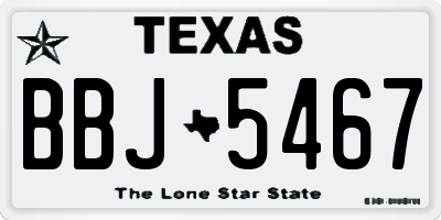 TX license plate BBJ5467