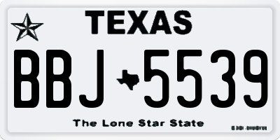 TX license plate BBJ5539