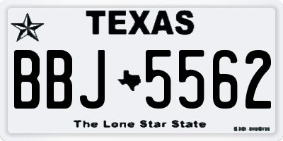 TX license plate BBJ5562