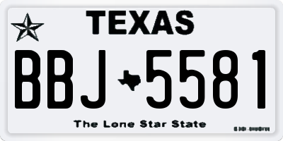 TX license plate BBJ5581