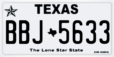 TX license plate BBJ5633