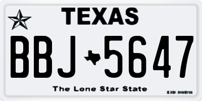 TX license plate BBJ5647