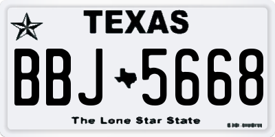 TX license plate BBJ5668