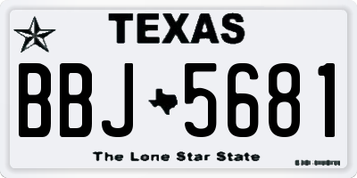 TX license plate BBJ5681
