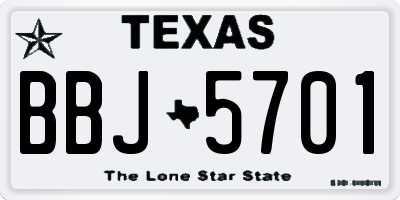 TX license plate BBJ5701