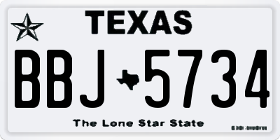 TX license plate BBJ5734