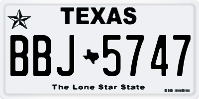 TX license plate BBJ5747