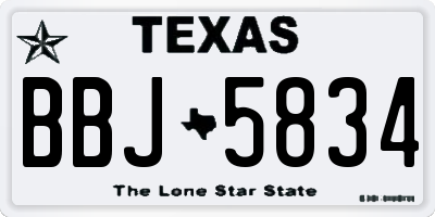 TX license plate BBJ5834