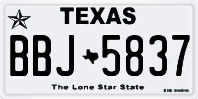 TX license plate BBJ5837