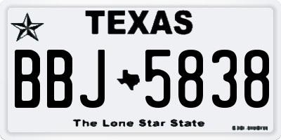 TX license plate BBJ5838