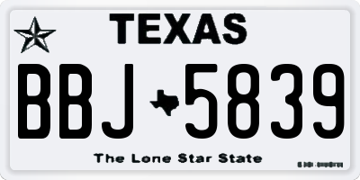 TX license plate BBJ5839