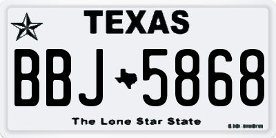 TX license plate BBJ5868