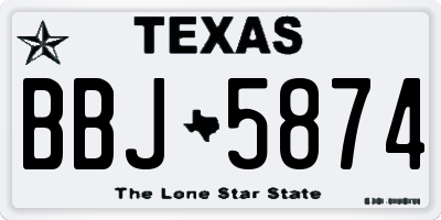TX license plate BBJ5874